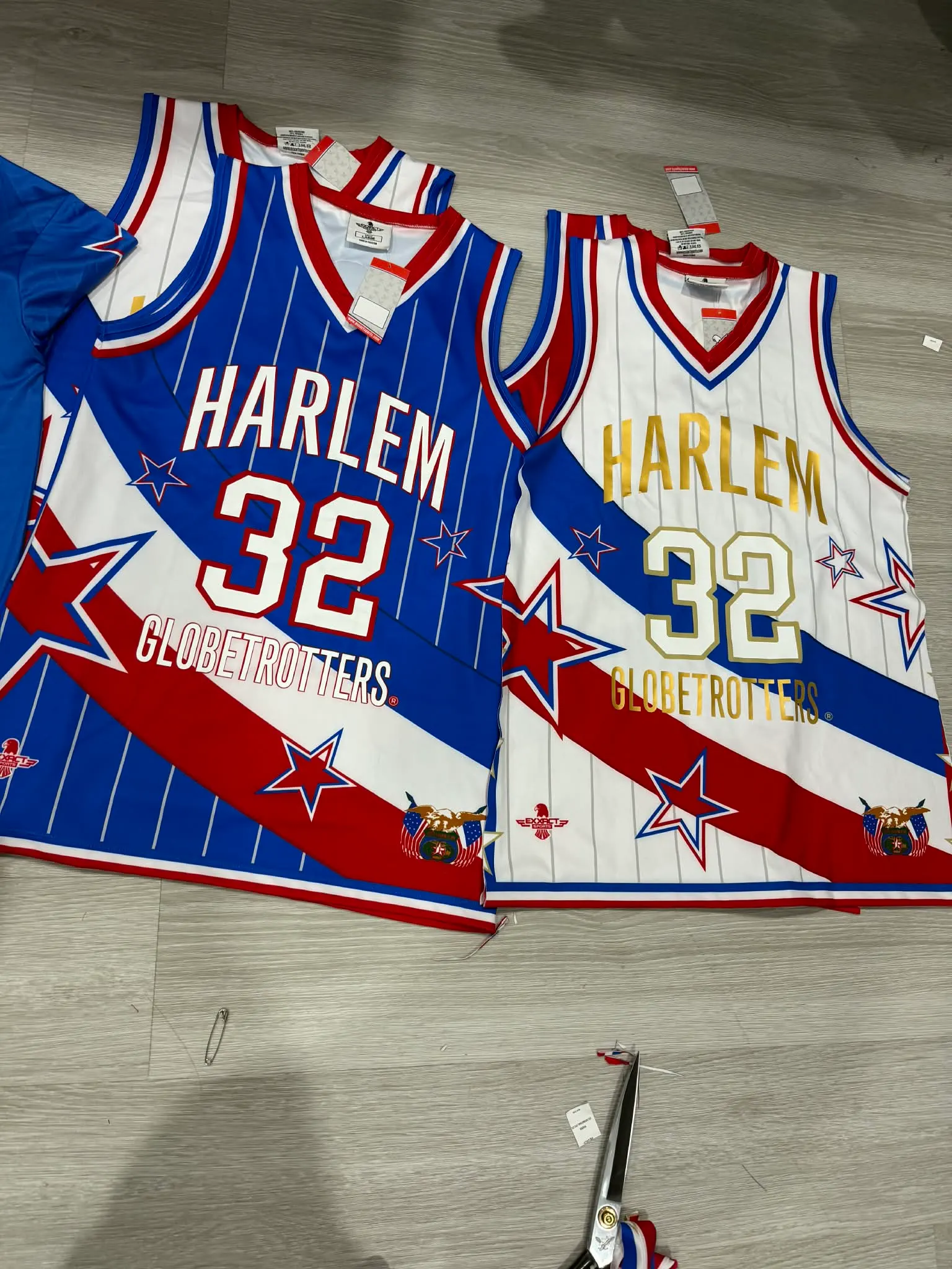 Custom uniforms produced for the Harlem Globetrotters